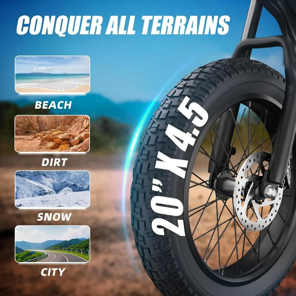 eBike Boys Fat Tire Electric Bike - 1200W, Dual Suspension, 7 Speeds