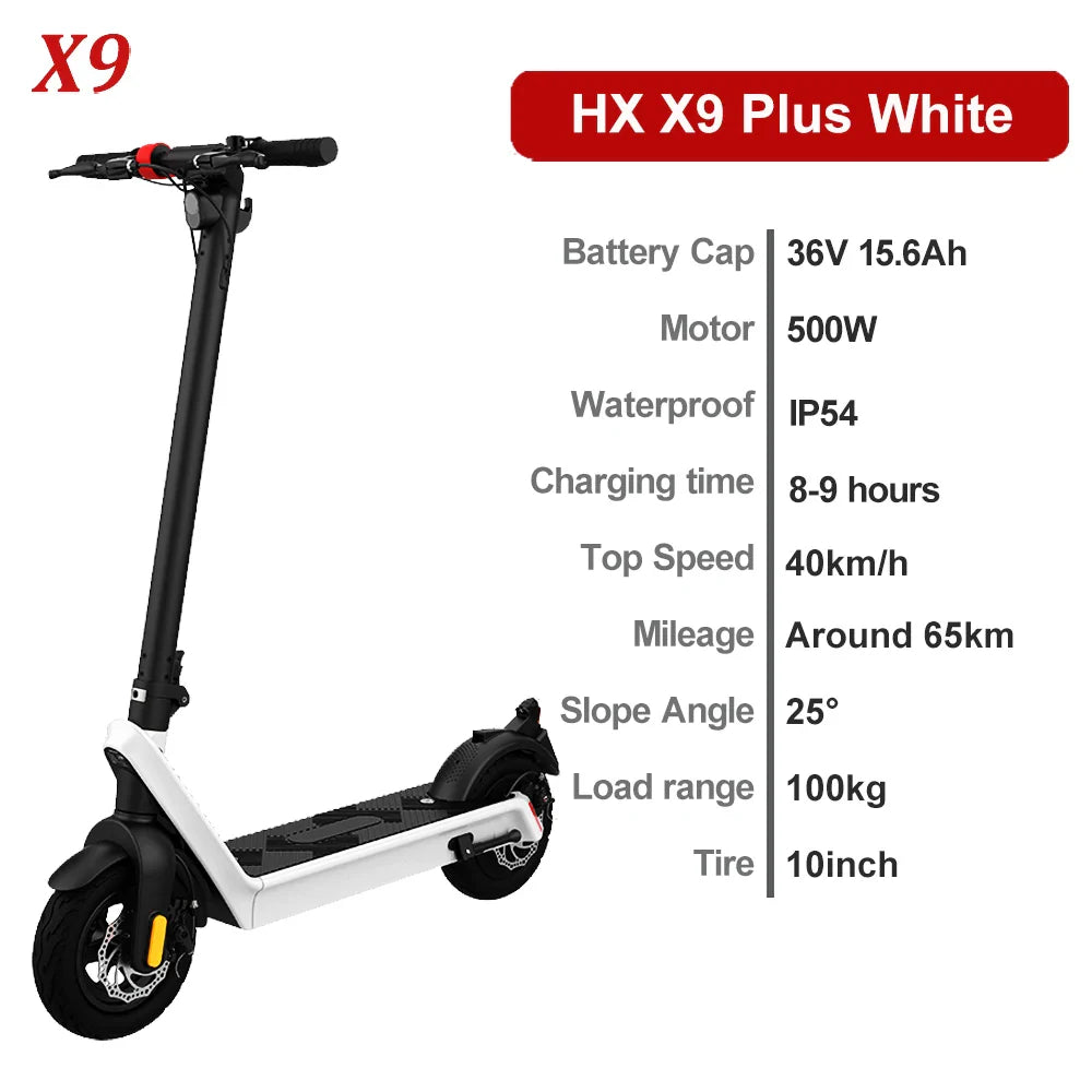 HX X9 PLUS Electric Scooter - Foldable, 60-80km Range, 10-inch Tires