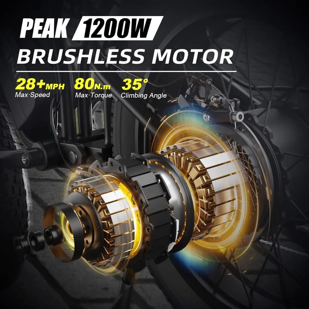 eBike Boys Fat Tire Electric Bike - 1200W, Dual Suspension, 7 Speeds