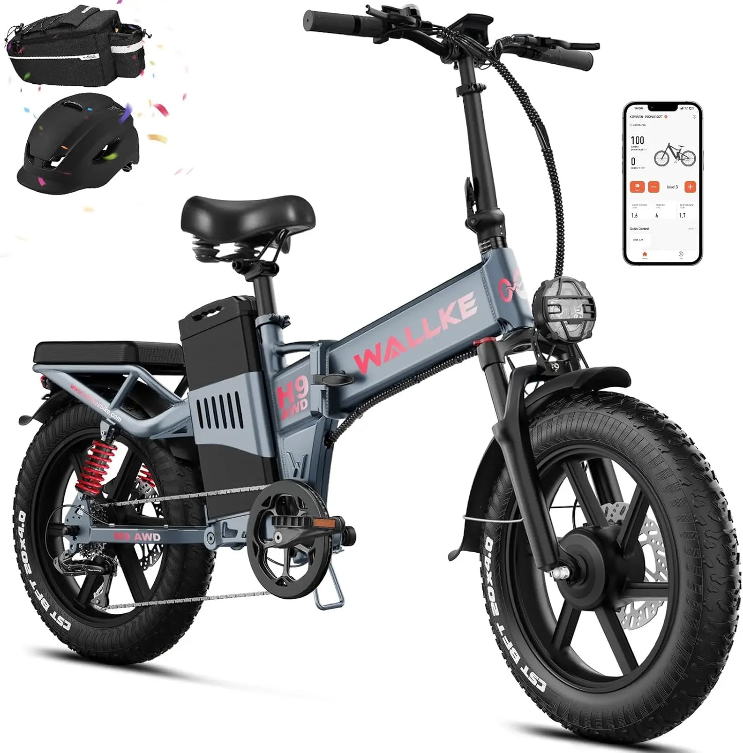 Powerful H9 AWD E-Bike Foldable 2000W Dual Motor