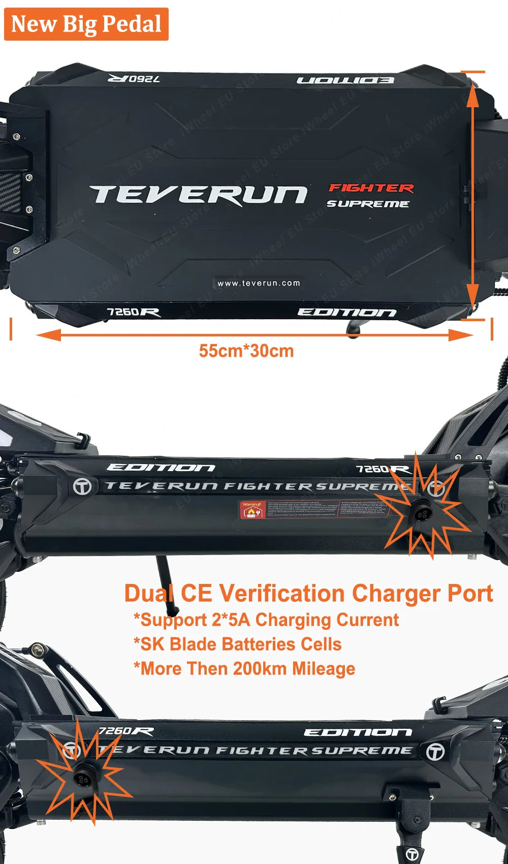 Teverun Fighter Supreme 7260R - 10000W Electric Scooter with GPS