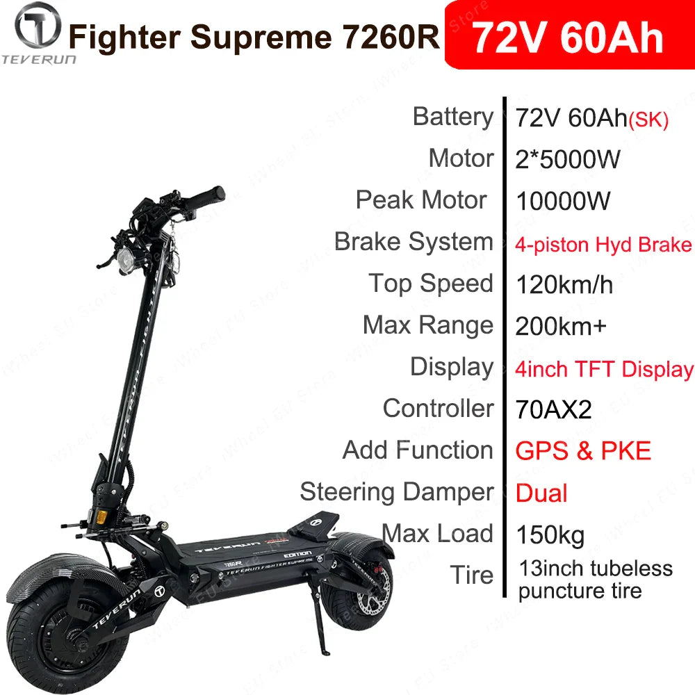 eBike Boys 10000W Electric Scooter - GPS PKE Function, Foldable Design