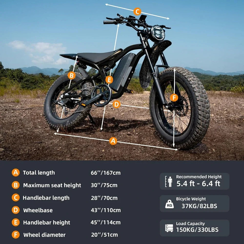eBike Boys Fat Tire Electric Bike - 1200W, Dual Suspension, 7 Speeds