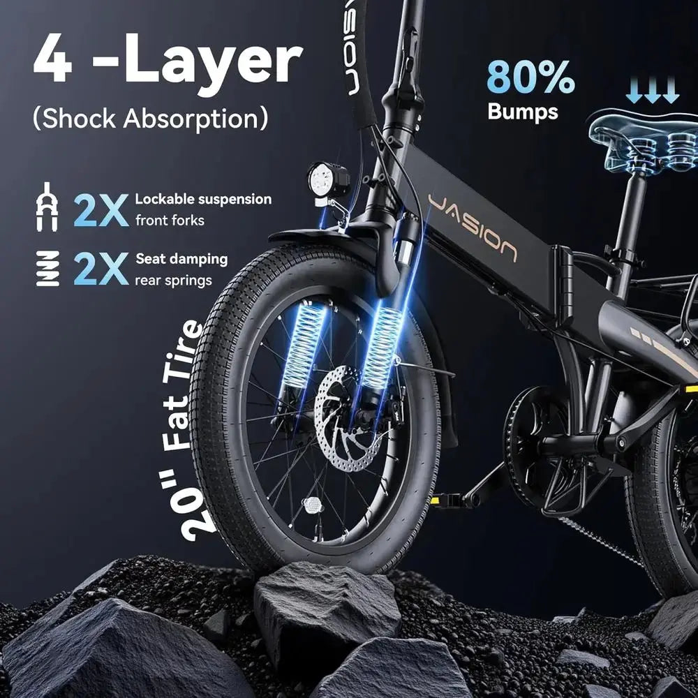 1000W Peak 25MPH Adult Electric Bike, Aluminum Frame, 20'' Fat Tires