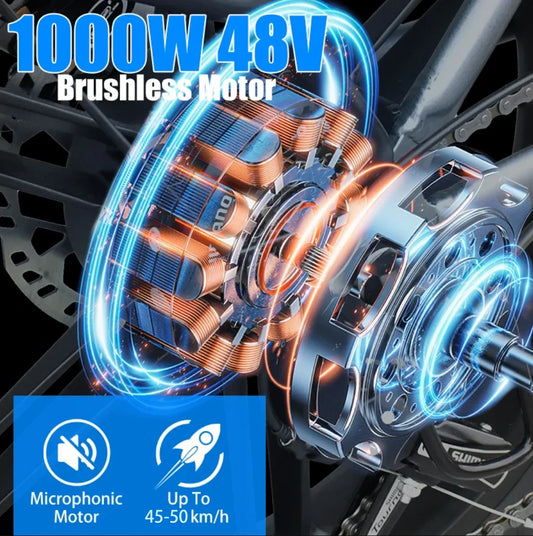 DEEPOWER S7 Off-Road Electric Bike for 1000W Motor Adults Mountain Ebike with 48V 60AH LG Battery All-Terrain Motorcycle Style