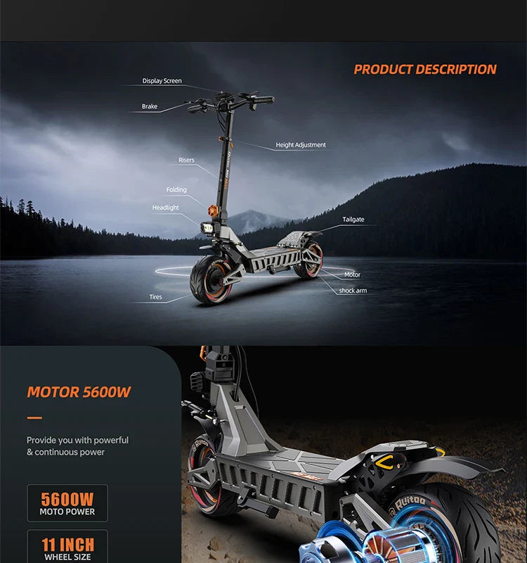 eBike Boys M6Max Dual Motor Scooter - 5600W, 60V, Fast Charging