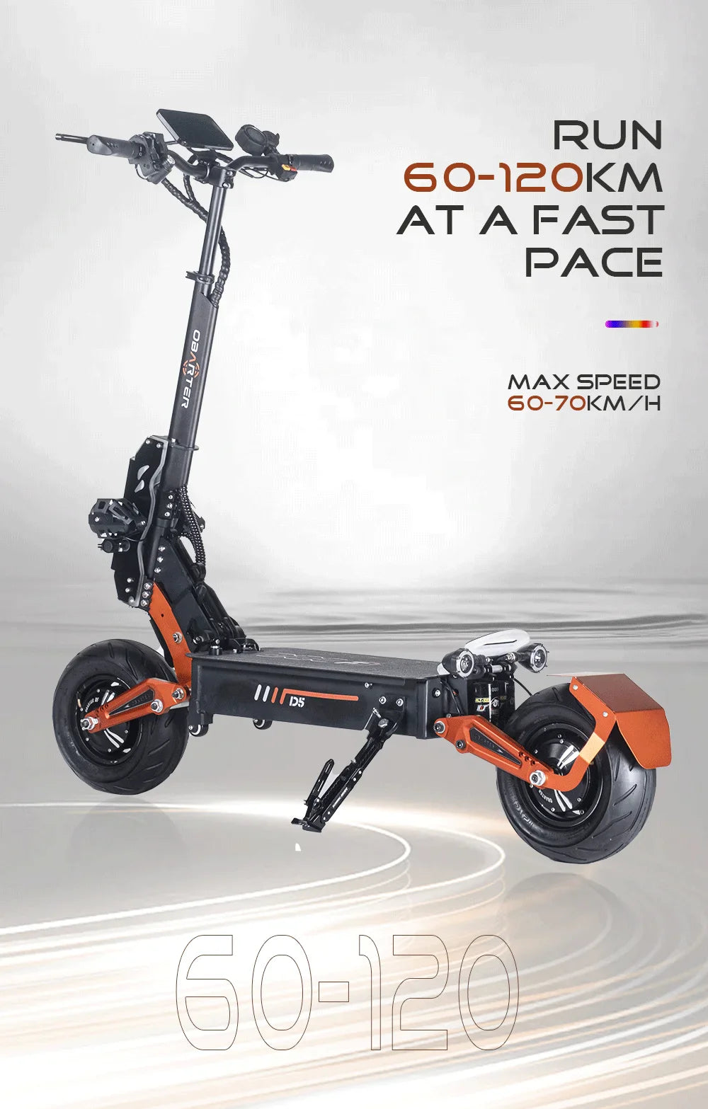 Obarter D5 Electric Scooter - 5000W, 70km/h Max Speed, Removable Battery