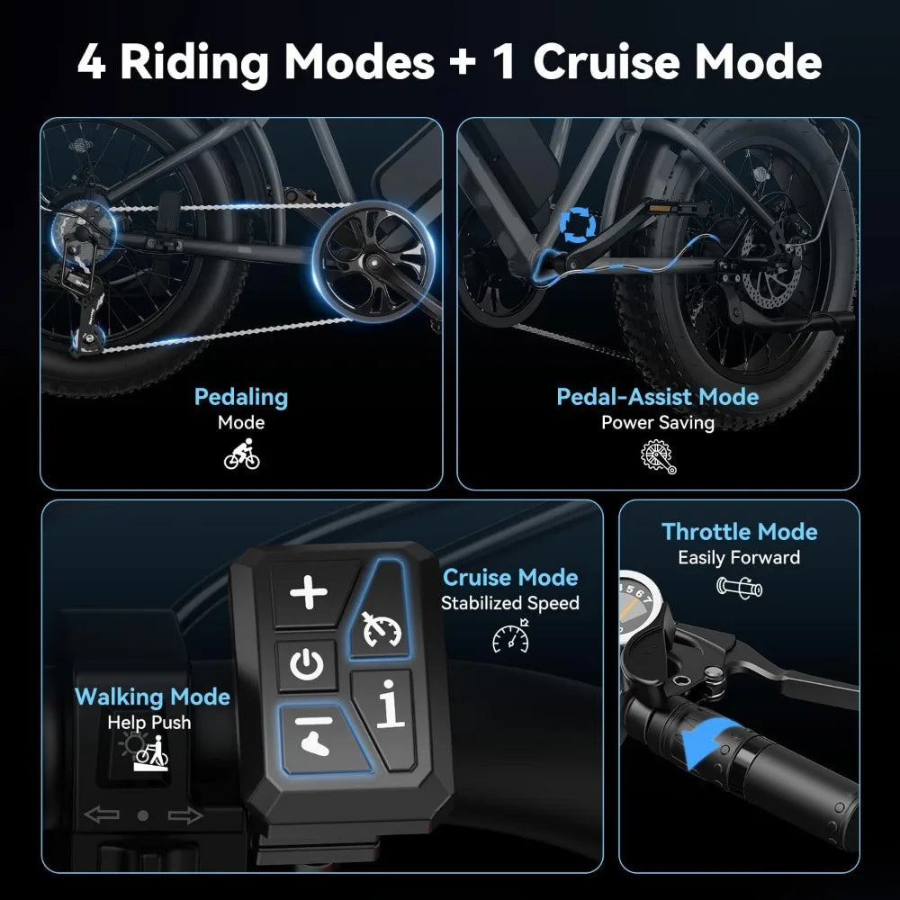 eBike Boys 20" Fat Tire Full Suspension E-Bike - 30MPH Speed