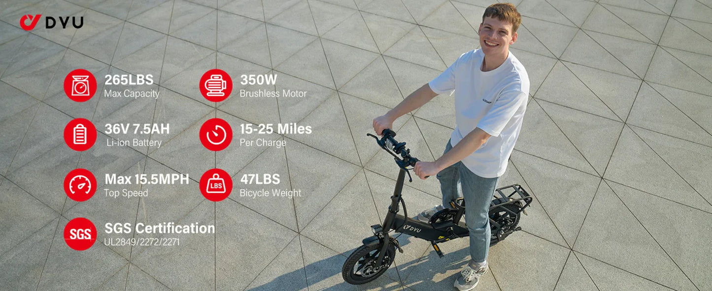 eBike Boys DYU-C3 Folding Electric Bike - Compact Aluminum Design