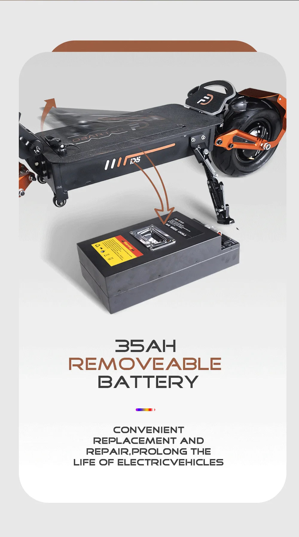 Obarter D5 Electric Scooter - 5000W, 70km/h Max Speed, Removable Battery