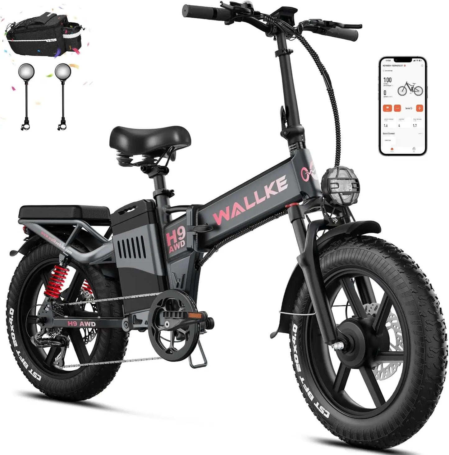 Powerful H9 AWD E-Bike Foldable 2000W Dual Motor