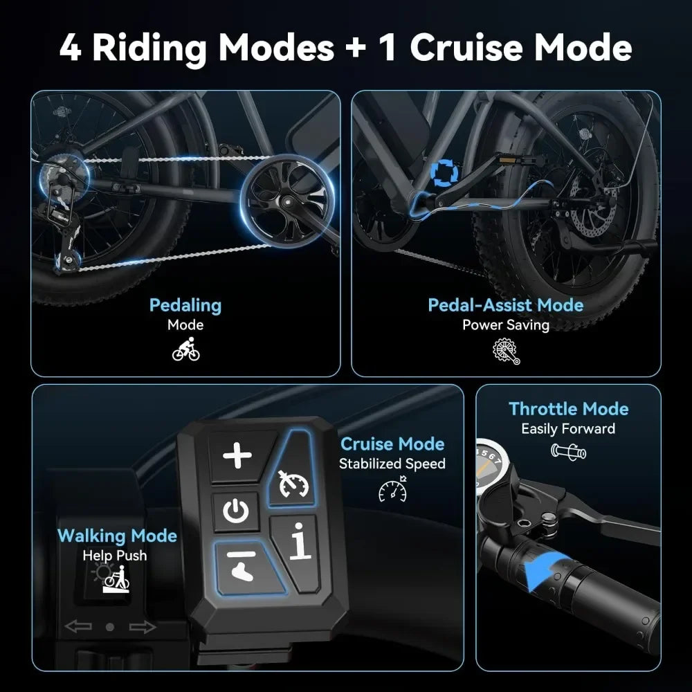 eBike Boys 20" Fat Tire Full Suspension E-Bike - 30MPH Speed