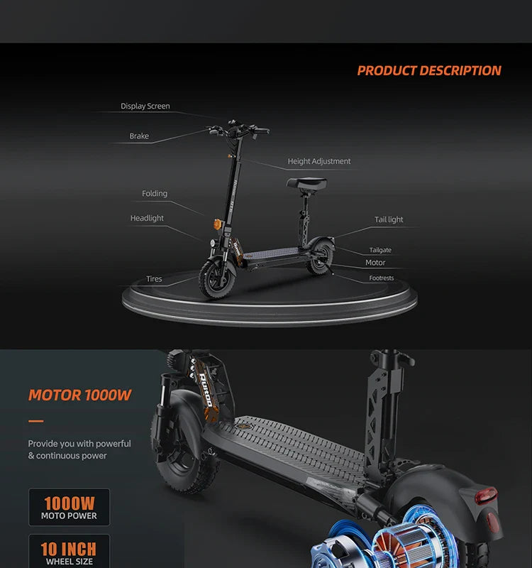 eBike Boys RT6 1000W Electric Scooter - 48V, 40-50km Range