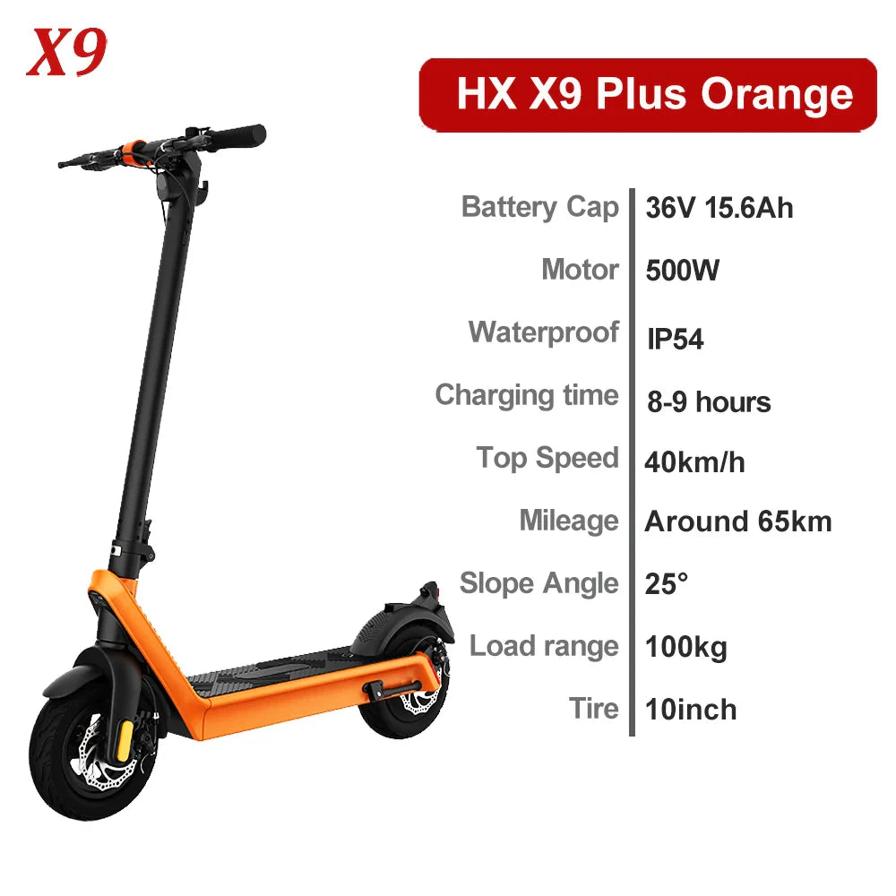 HX X9 PLUS Electric Scooter - Foldable, 60-80km Range, 10-inch Tires