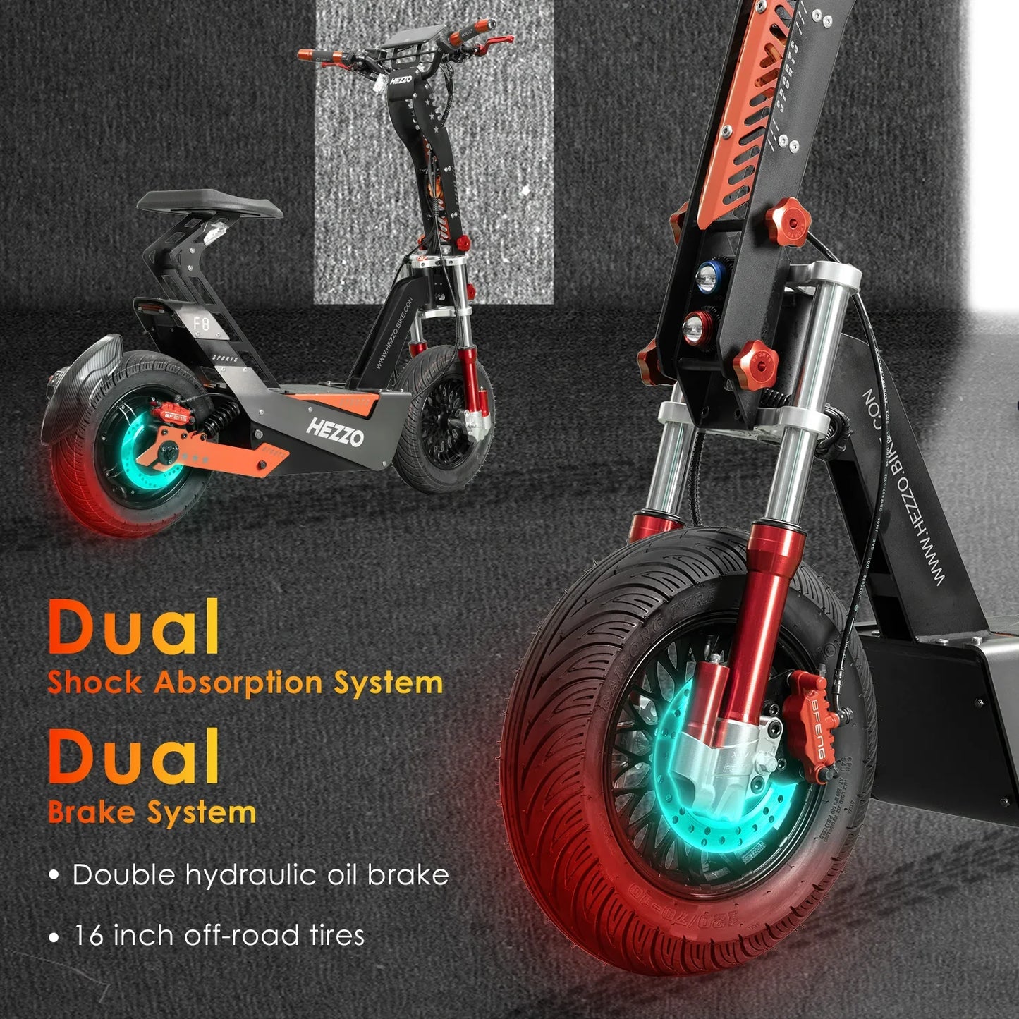HEZZO-F8 Electric Scooter - 8000W Power, 100-120km Range