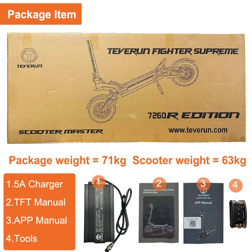 Teverun Fighter Supreme 7260R - 10000W Electric Scooter with GPS