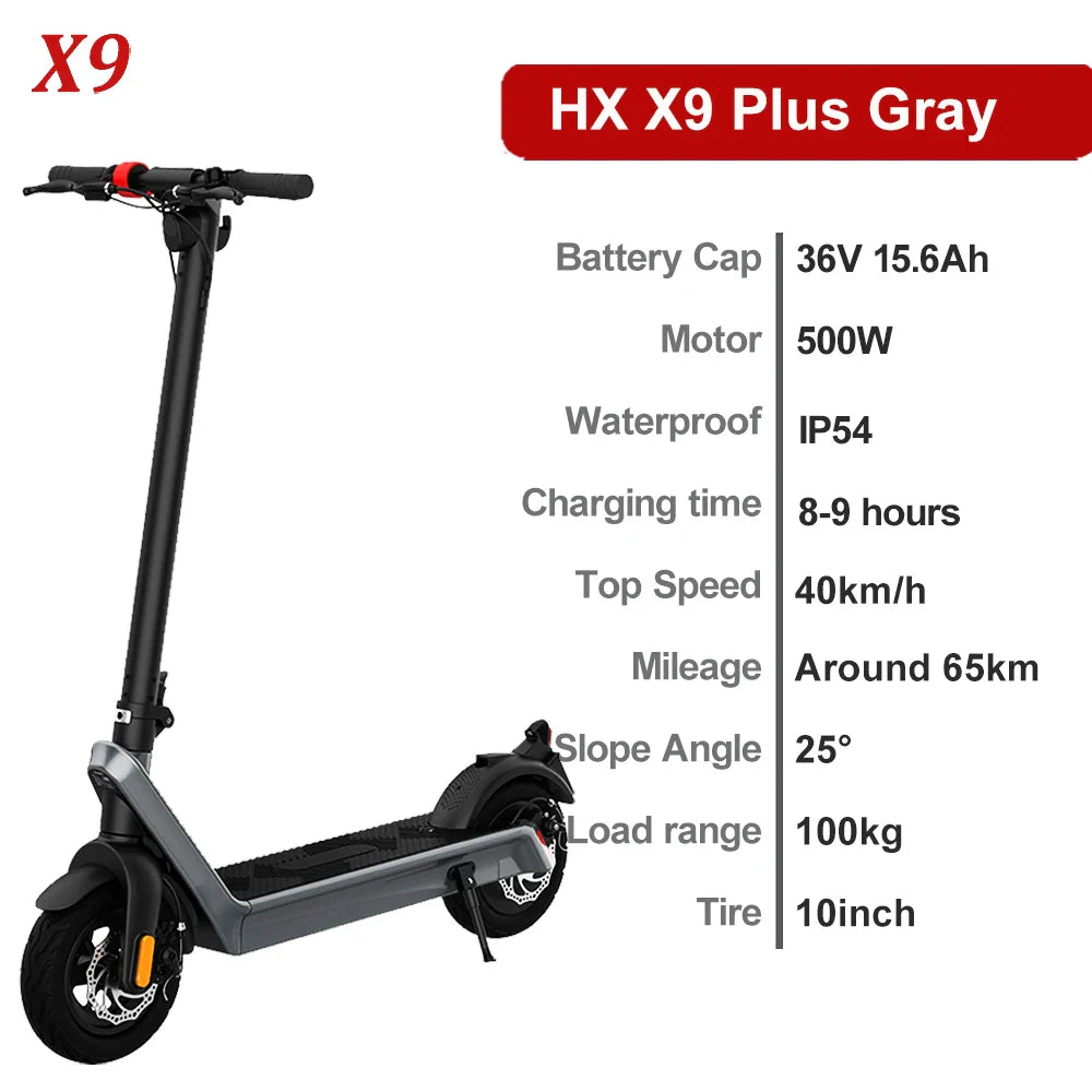 HX X9 PLUS Electric Scooter - Foldable, 60-80km Range, 10-inch Tires
