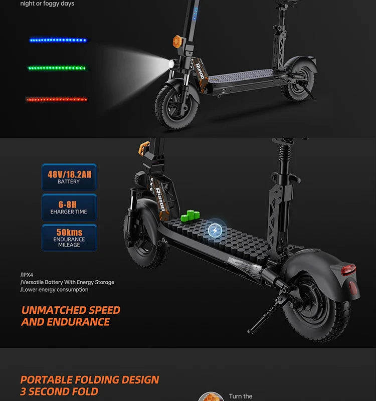 eBike Boys RT6 1000W Electric Scooter - 48V, 40-50km Range