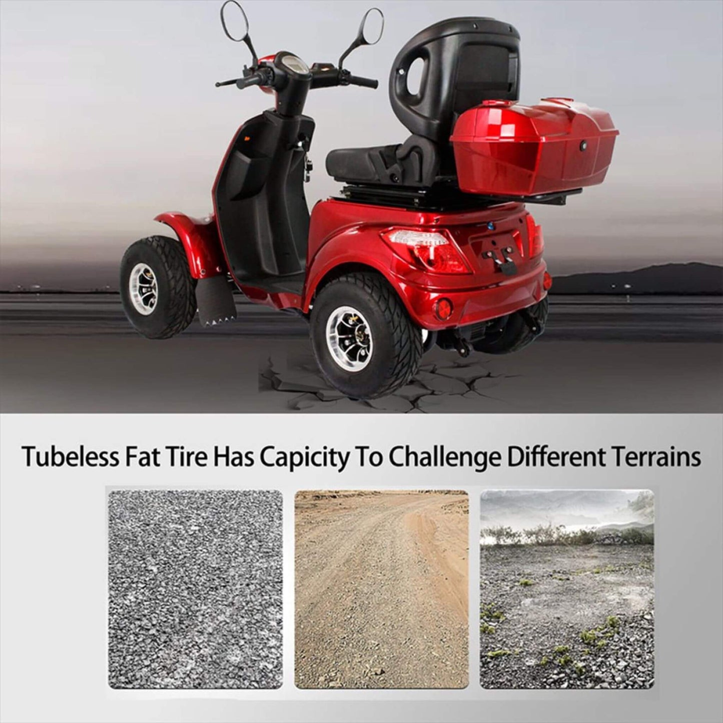 Zvg 4-Wheel 60V/20AH Electric Golf Senior Travel Mobility Scooter For Adults, 440LBS (SAK91582)